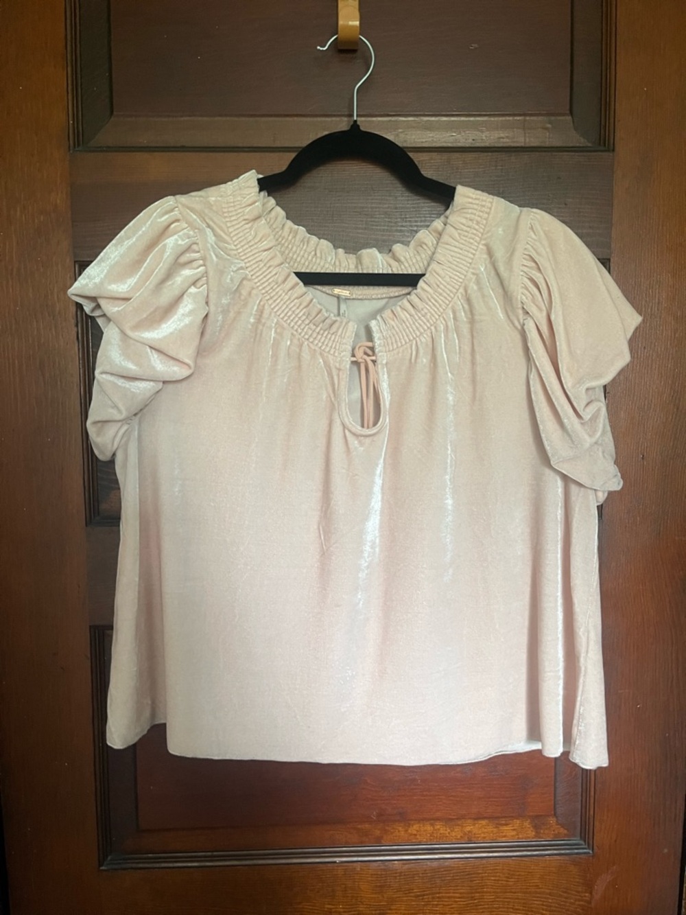 Free People pale peach Puff-Sleeve Top